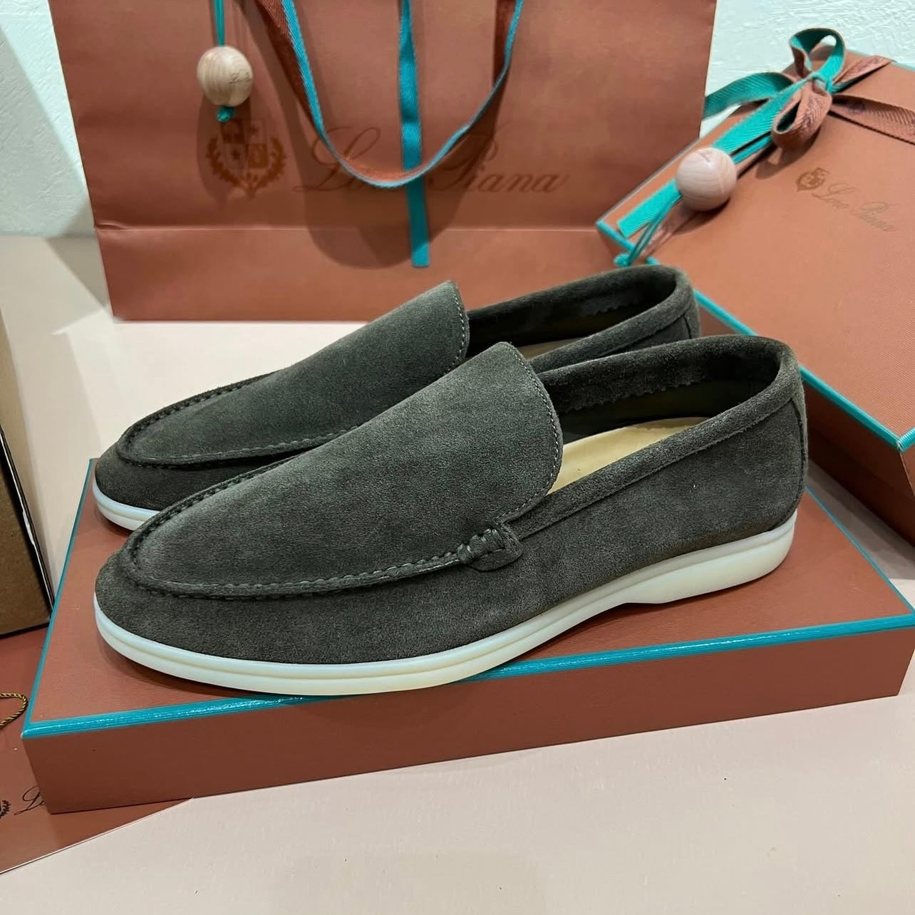 Loro Piana - Summer Walk Suede Loafers - Gray