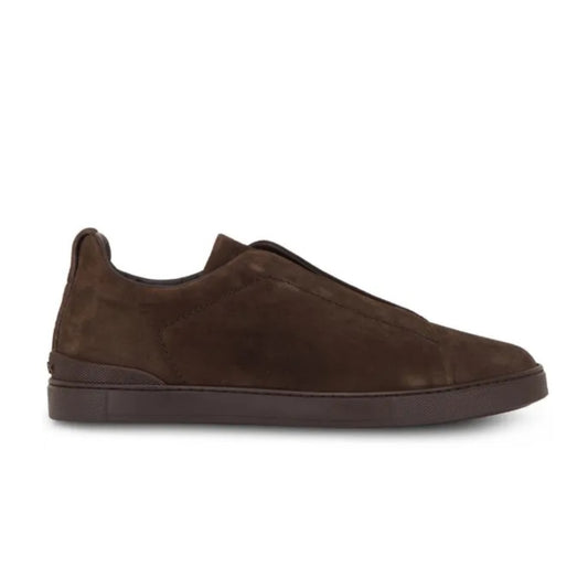 Premium Zegna triple stitch chocolate suede
