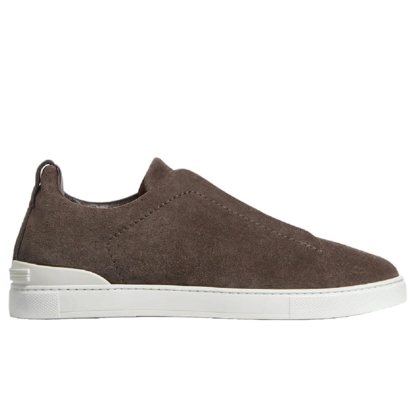 Premium luxury Zegna triple stitch dark brown suede