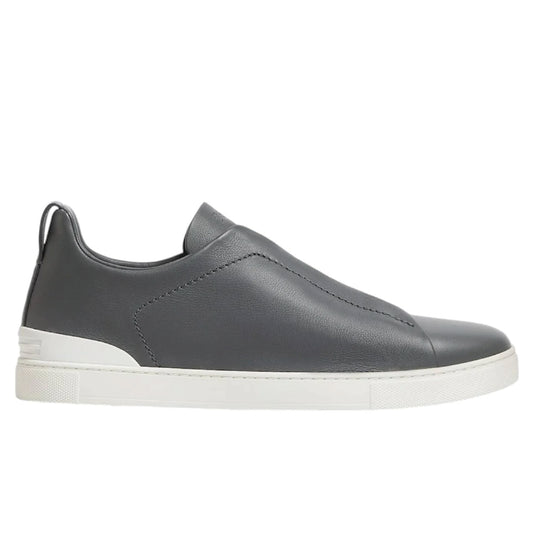 Premium luxury Zegna triple stitch Dark Grey Clean Leather
