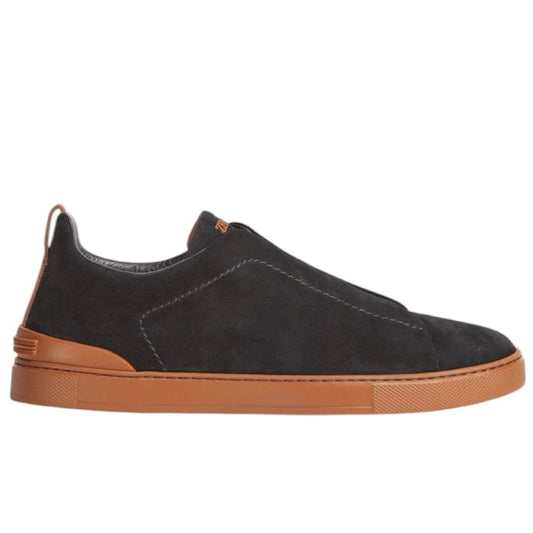 Premium Luxury Zegna Tripple Stitch Black Suede