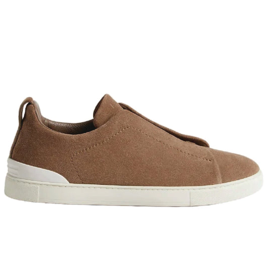 Premium luxury Zegna triple stitch tobacco brown