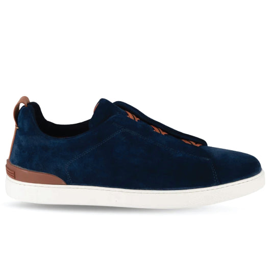 Navy Blue Cotton Denim Triple Stitch™ Sneakers FW25 25694150 | Zegna