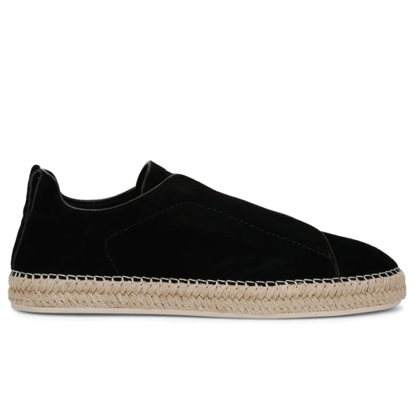 Zegna Suede Triple Stitch Espadrilles "Black