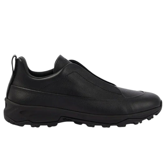 Zegna Triple Stitch™ Monte Sneakers – Black Calf Leather Slip-On with Vibram® Sole