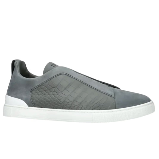 Zegna Crocodile Leather Triple Stitch™ SecondSkin Sneakers – Grey
