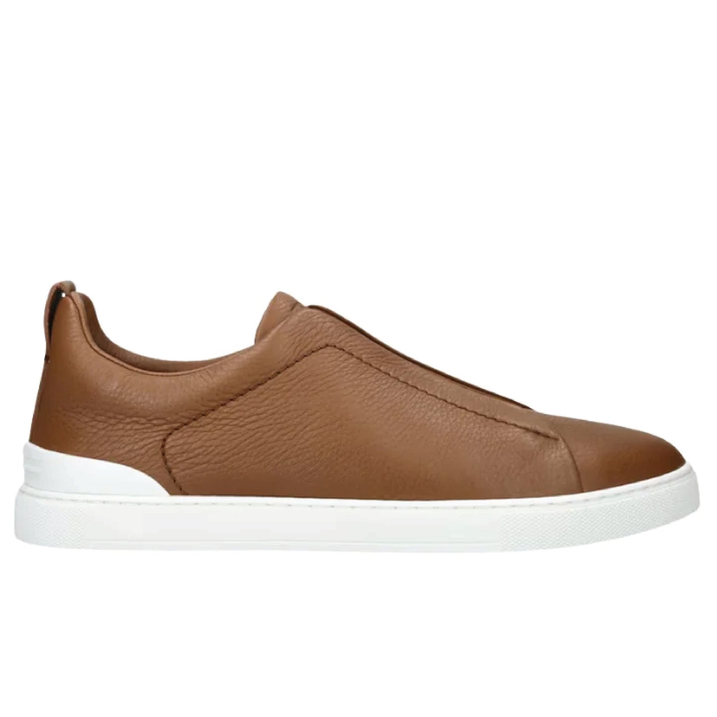 Zegna Triple Stitch™ SecondSkin™ Sneakers – Brown Calf Leather Slip-On )