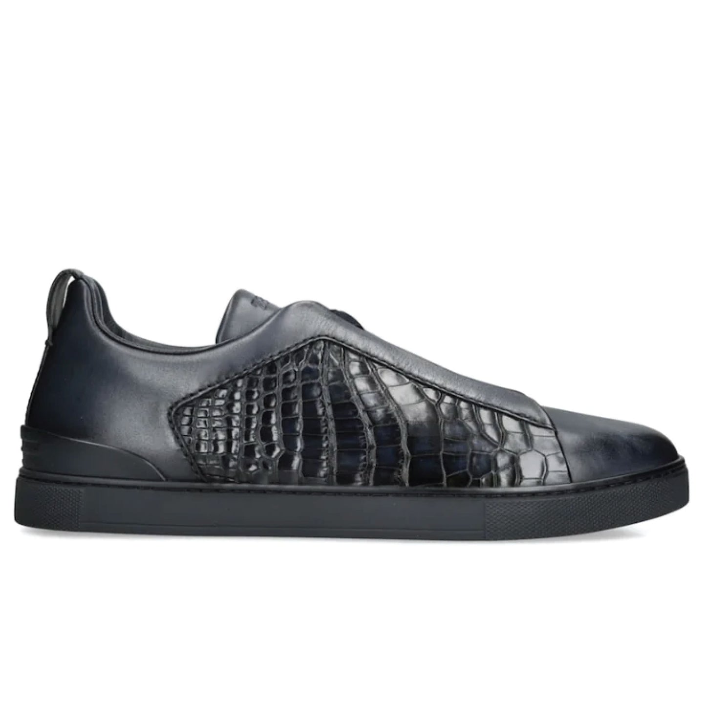 Zegna Black crocodile leather Triple Stitch™ Sneakers – Everyday luxury low top
