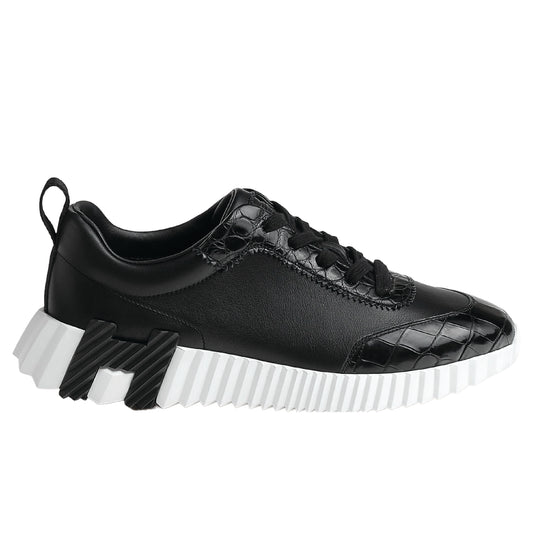 Hermès Bouncing Sneaker, crafted with a combination of materials and featuring a bold, contrasting rubber sole.