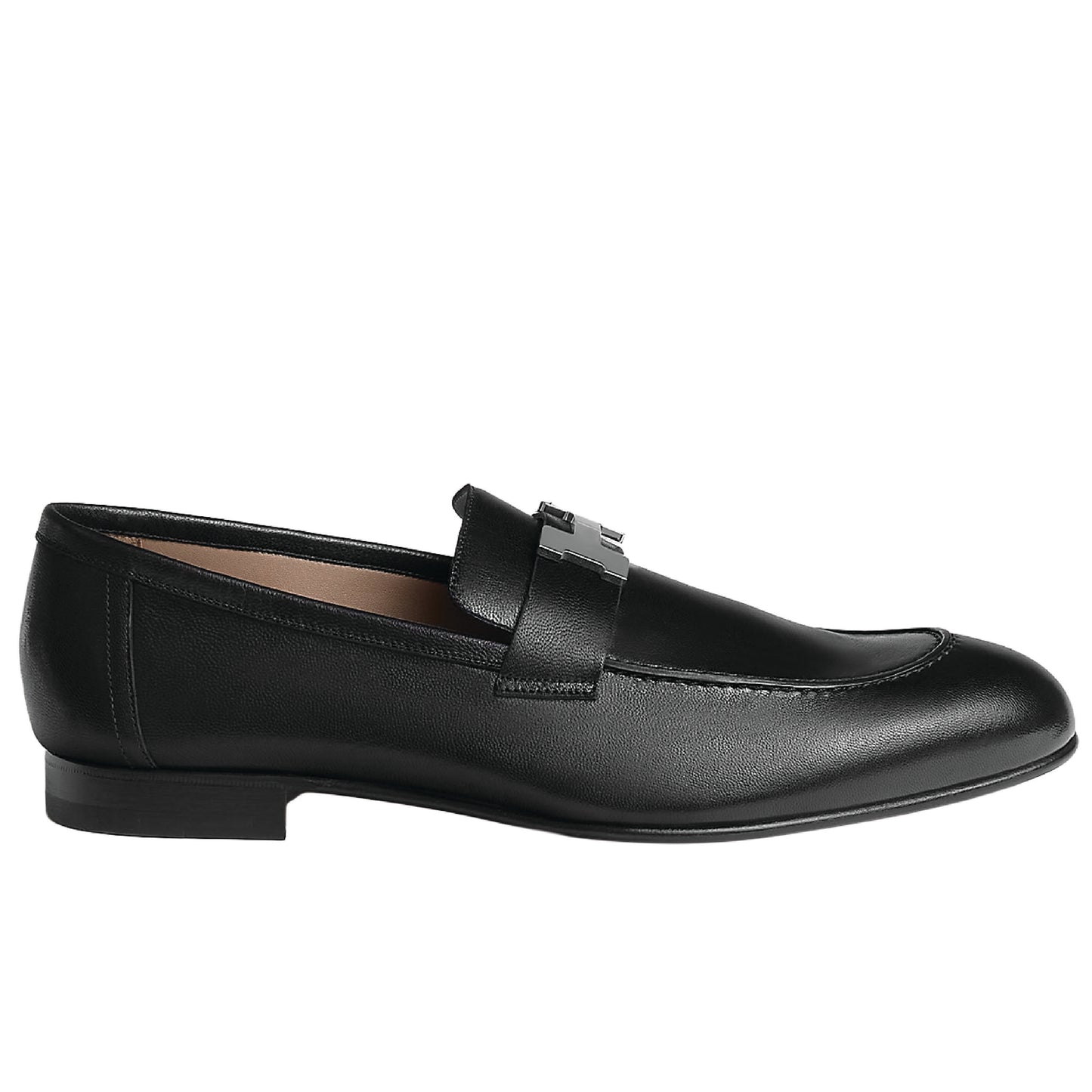 Hermès Paris Loafer, featuring a signature "H" buckle and goatskin leather construction.