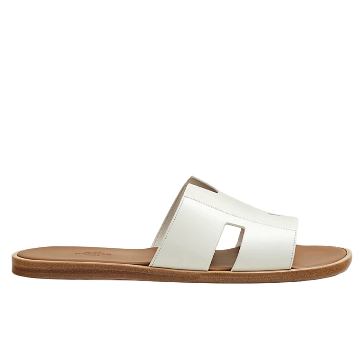 Hermès Izmir Sandal in white calfskin leather iconic "H" cutout.