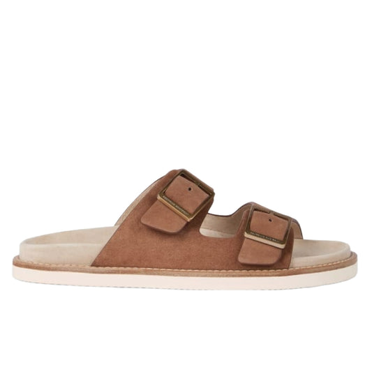 Brunello Cucinelli Urban Slide Sandals in Washed Suede Brown