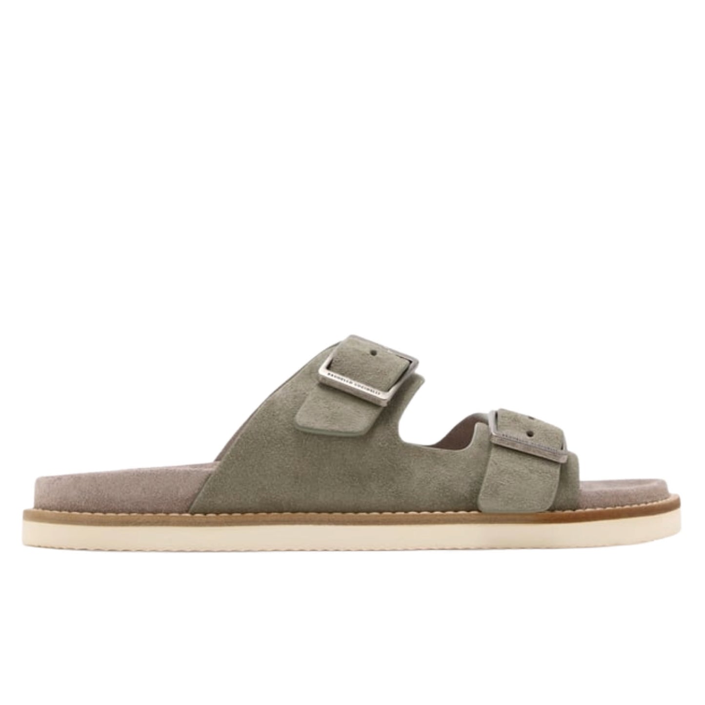 Brunello Cucinelli green buckled-strap suede sandals for men Green
