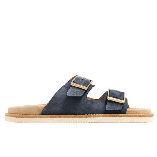 Brunello Cucinelli Suede Double-Strap Sandals Navy blue