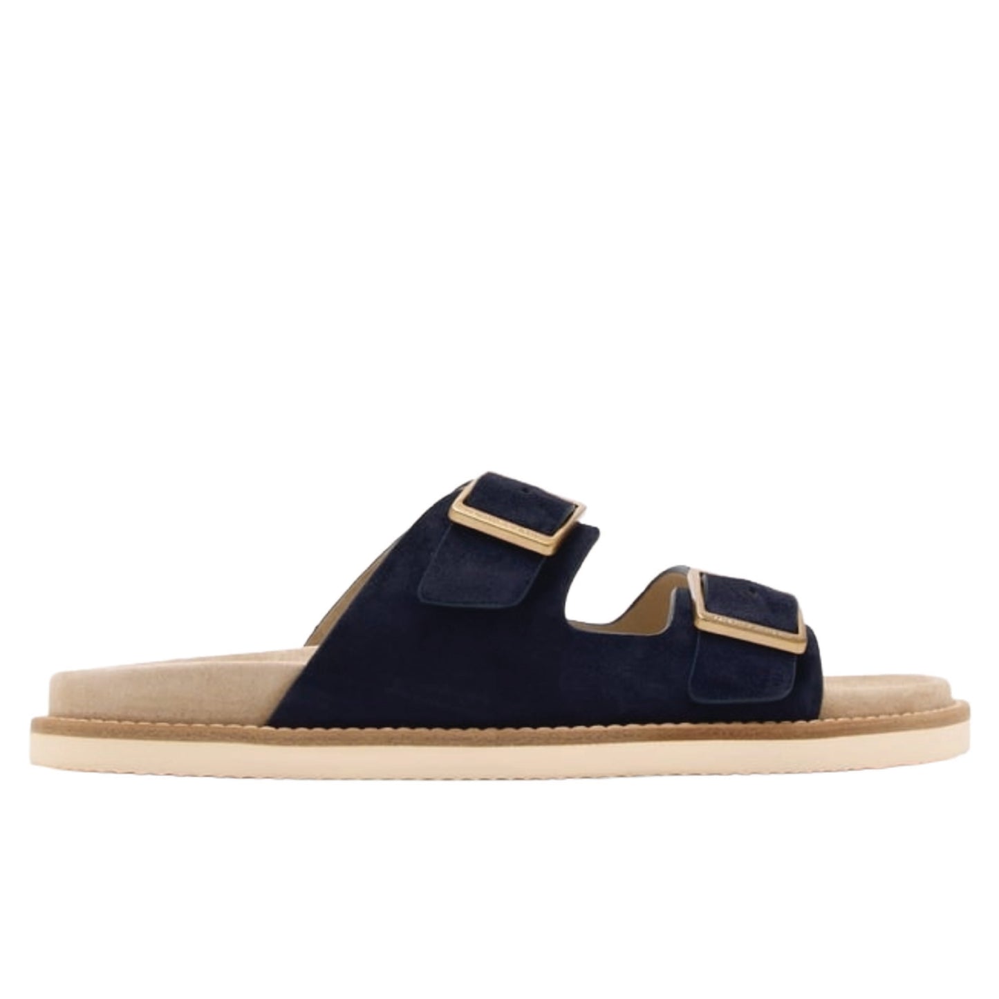 Brunello Cucinelli suede double-buckle sandals BLACK