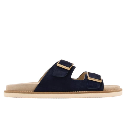 Brunello Cucinelli suede double-buckle sandals BLACK