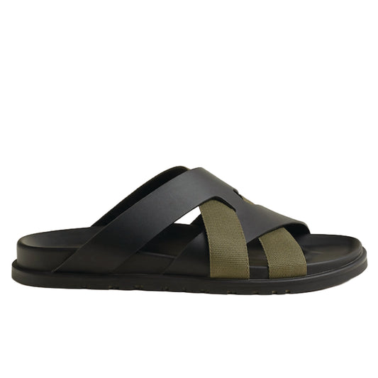 Hermès Kazimir Sandal in calfskin leather and woven ribbon