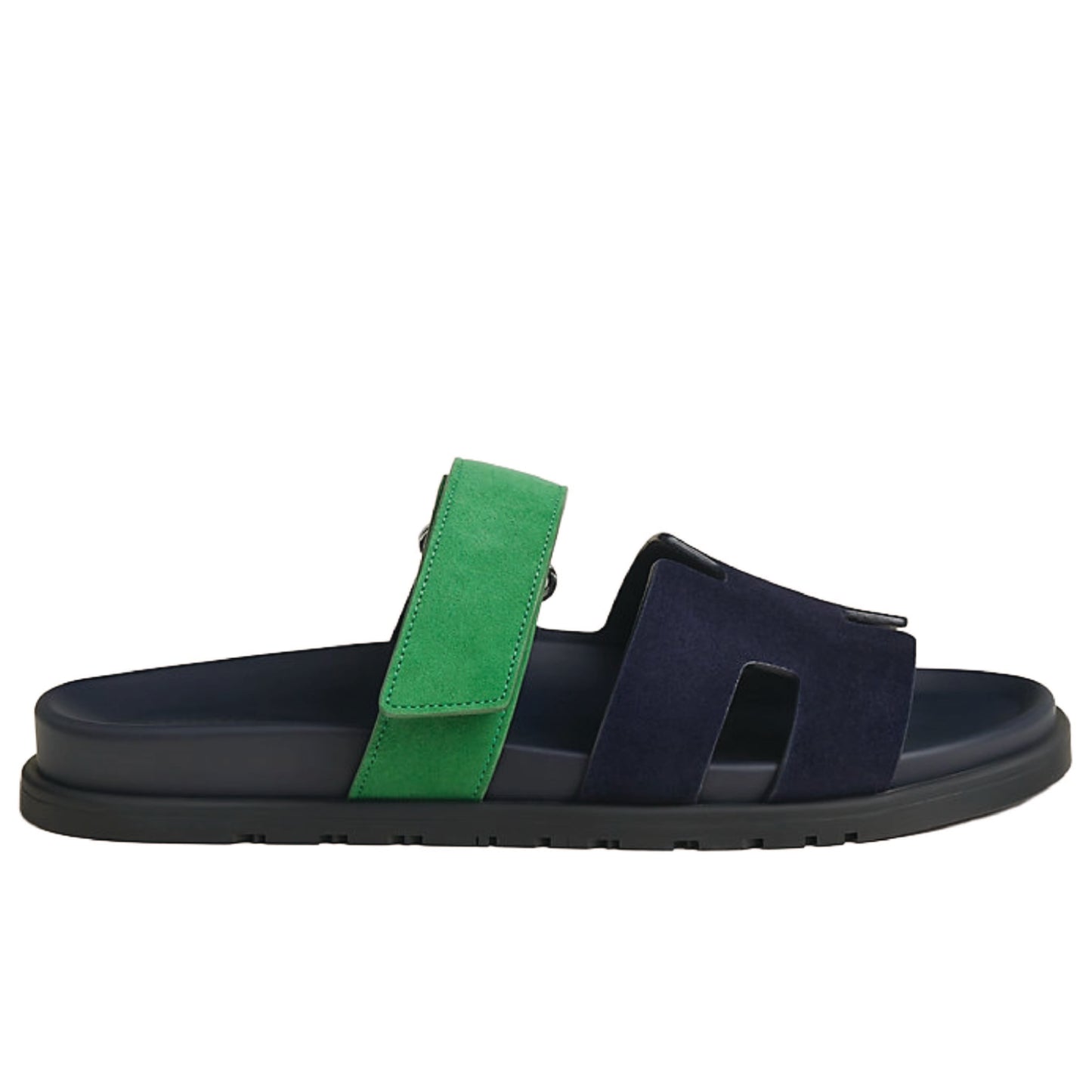 Hermès Chypre sandal in Bleu Océan / Vert Bouteille