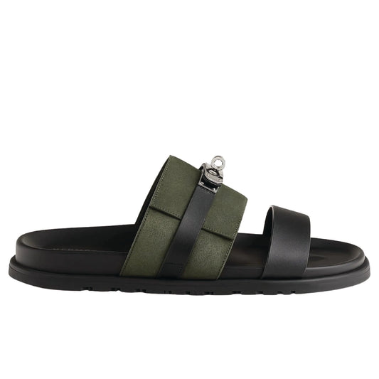 Hermès Jackson sandal suede and smooth calfskin leather.
