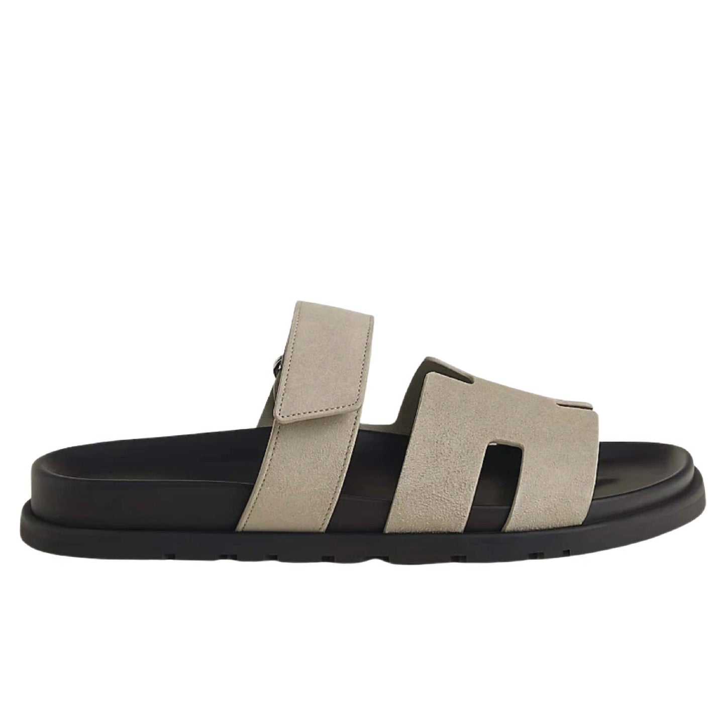 Hermès Chypre sandal, suede goatskin and an anatomical rubber sole.