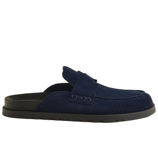 Hermès Go Mules in navy  suede calfskin