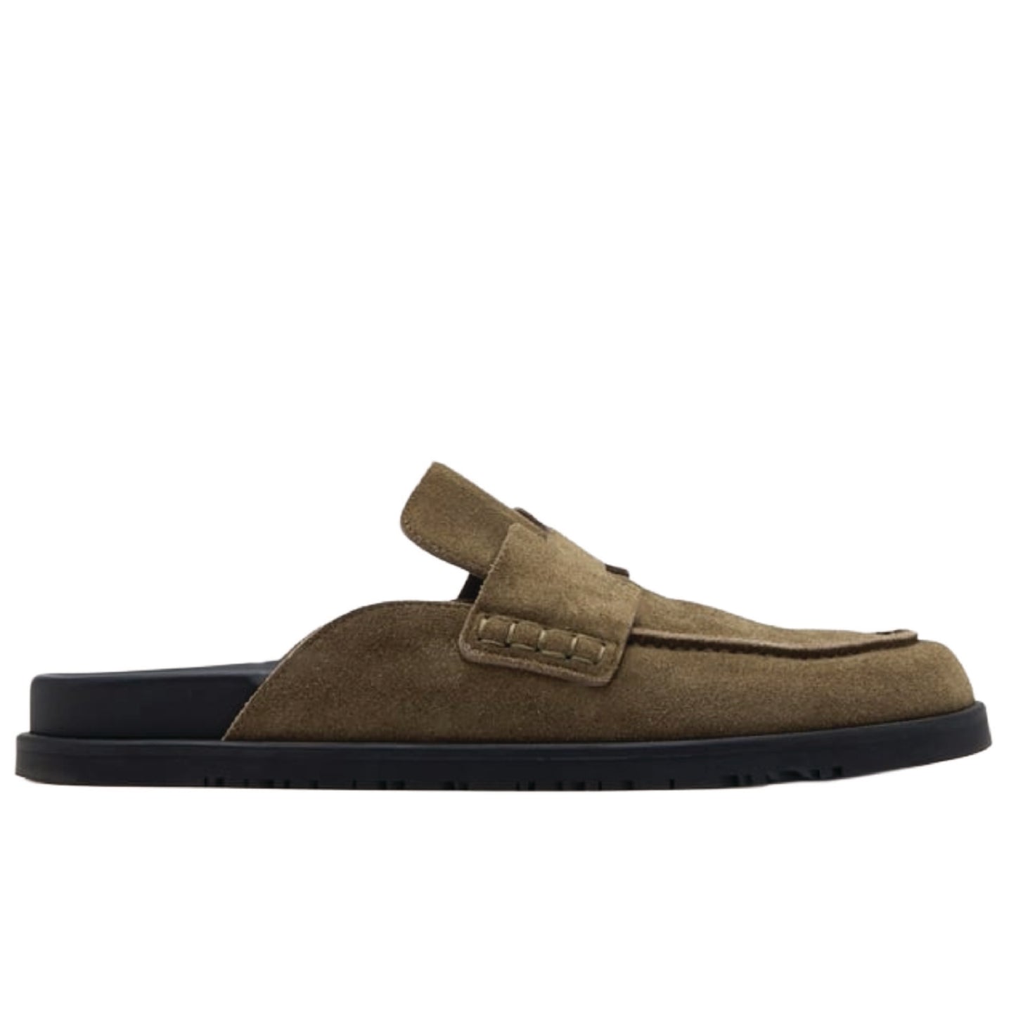 Hermès Go mules in brown suede.
