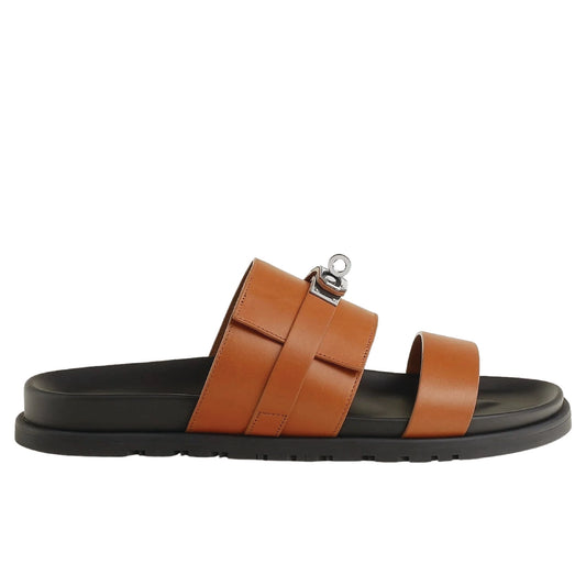 Hermès Jackson Sandal  calfskin leather and an iconic Kelly buckle.