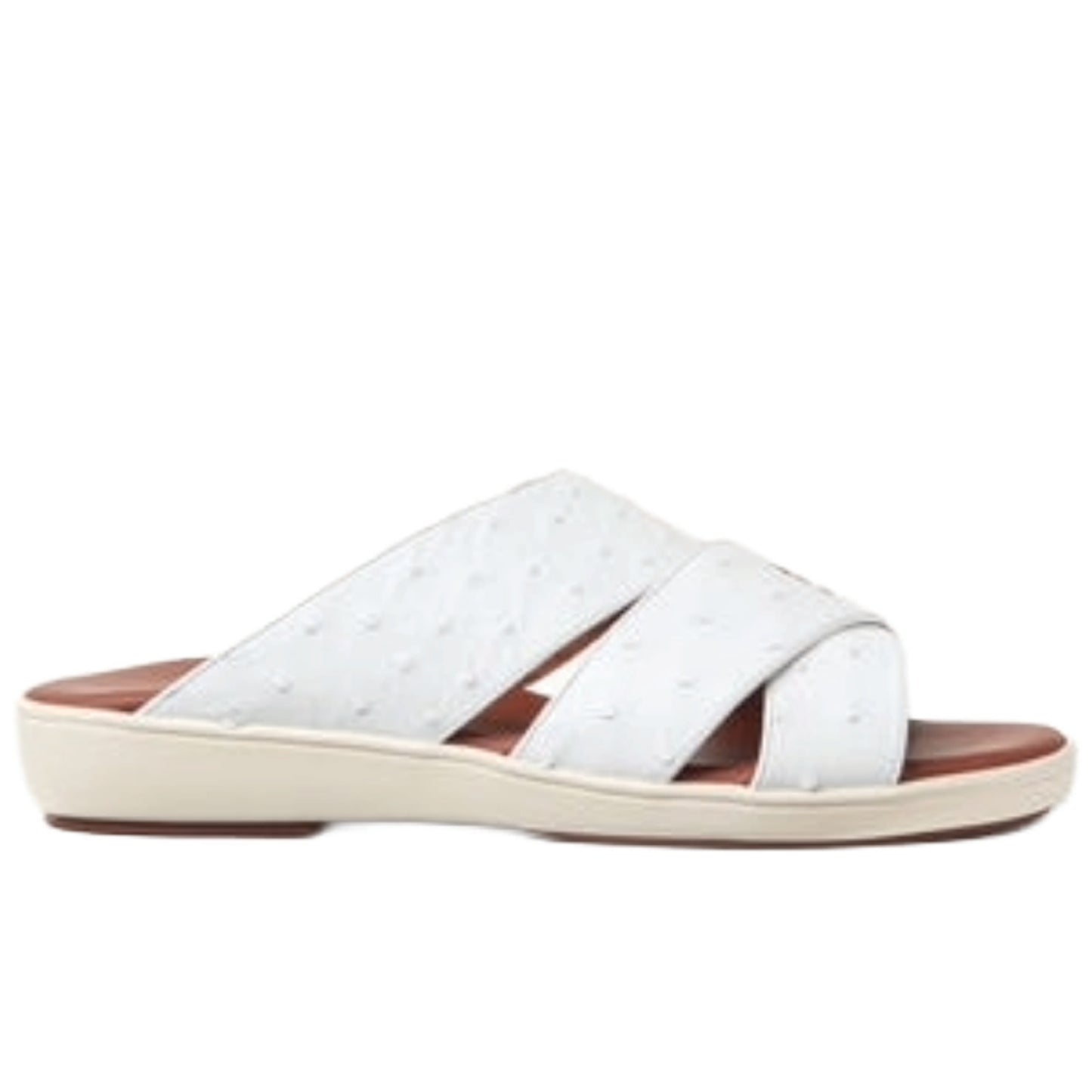 Loro Piana Palm Walk Sandal in White Ostrich Leather.