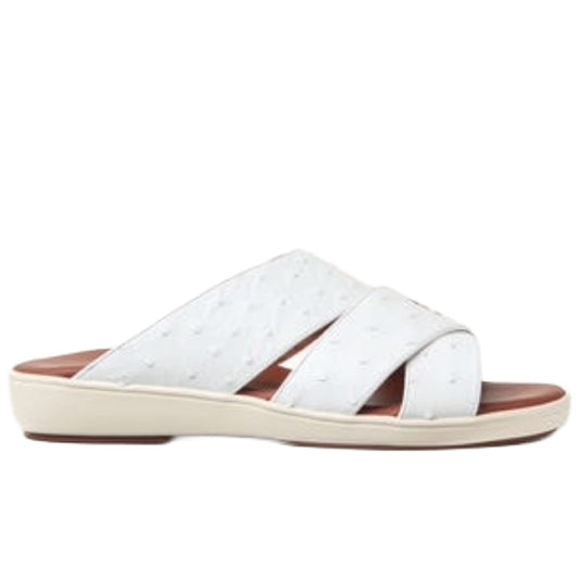 Loro Piana Palm Walk Sandal in White Ostrich Leather.