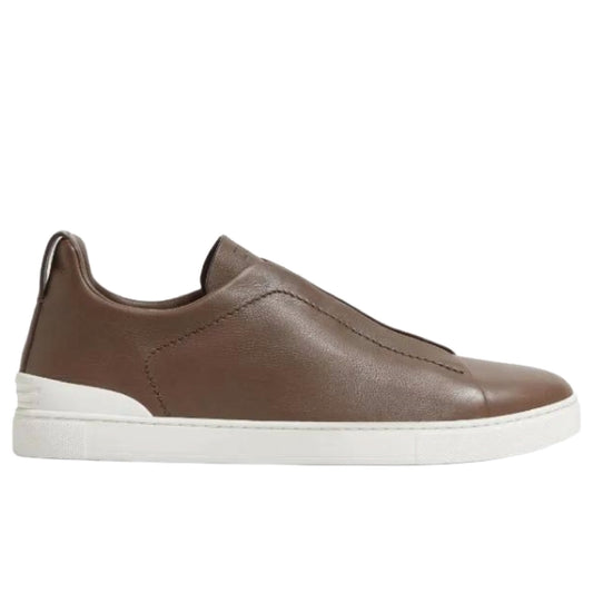 Zegna Triple Stitch light Chocolate Clean leather