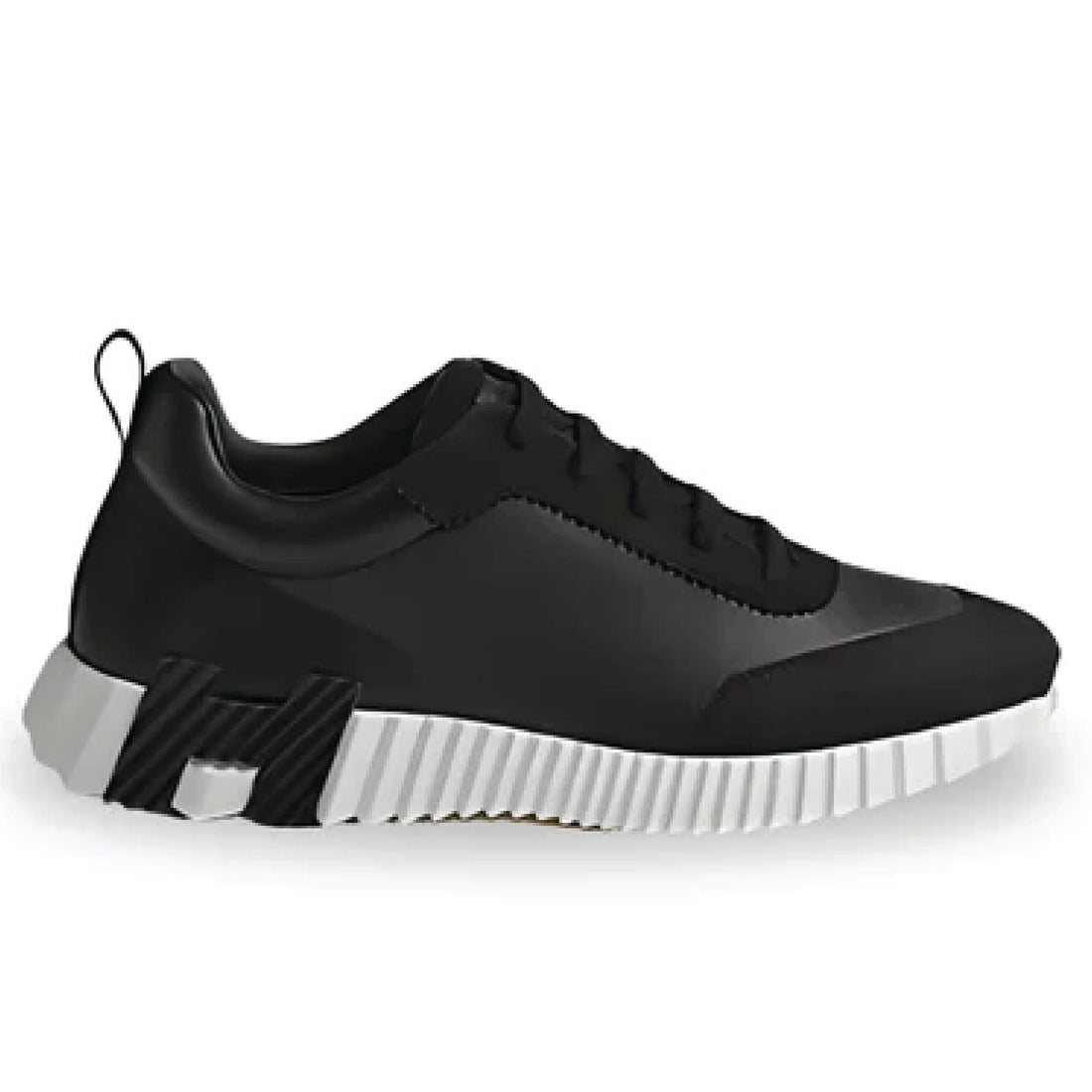 Hermès Bouncing Sneaker – Black Leather & Suede Low-Top with Oversized ...