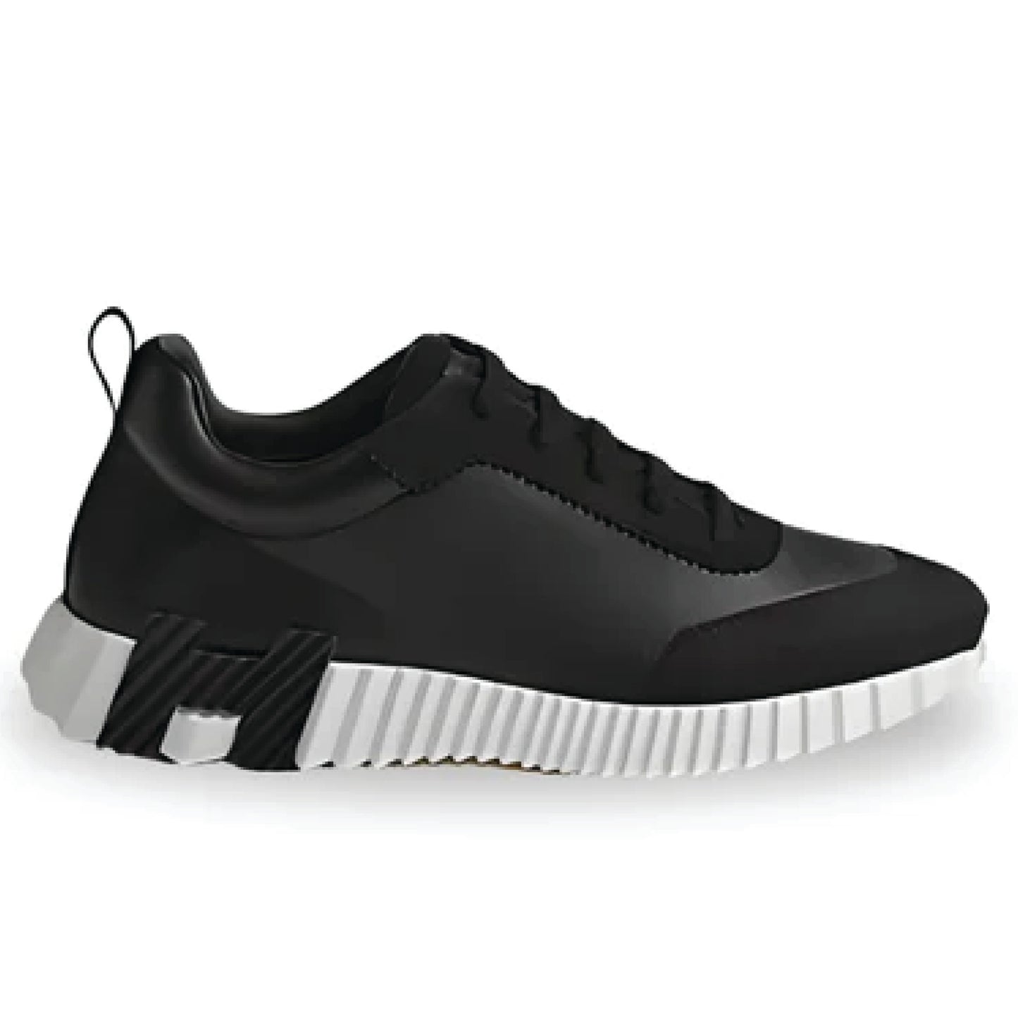 Hermès Bouncing Sneaker – Black Leather & Suede Low-Top with Oversized H Motif