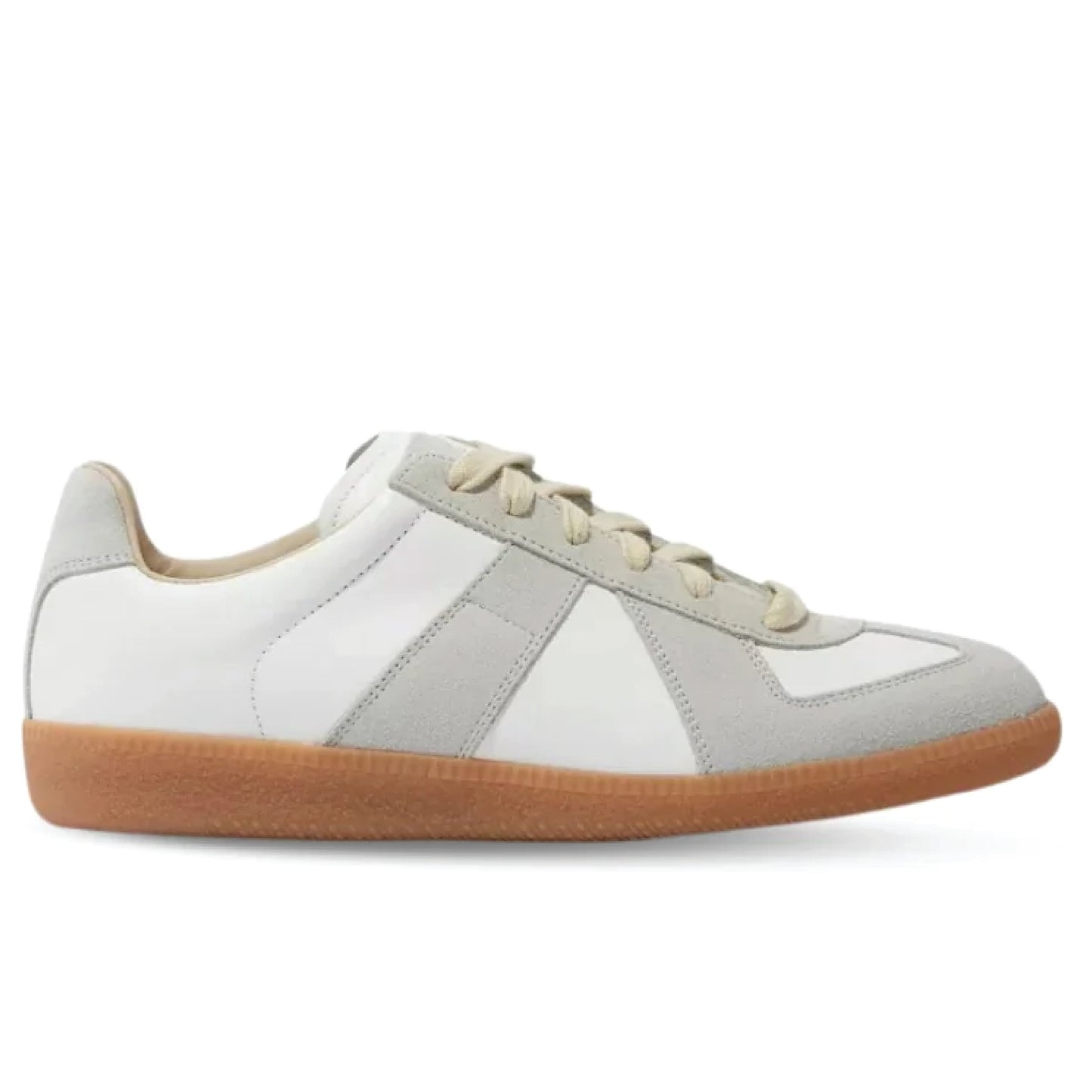 MM6 Maison Margiela Retro GAT-Inspired Sneakers – Black Leather with Beige Sole (Unisex)