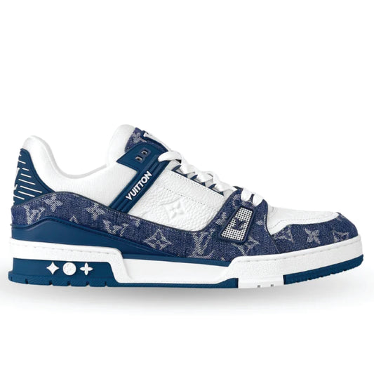 LV Trainer Sneaker – Blue Monogram Denim & Calf Leather (Grade 1:1, Men’s)