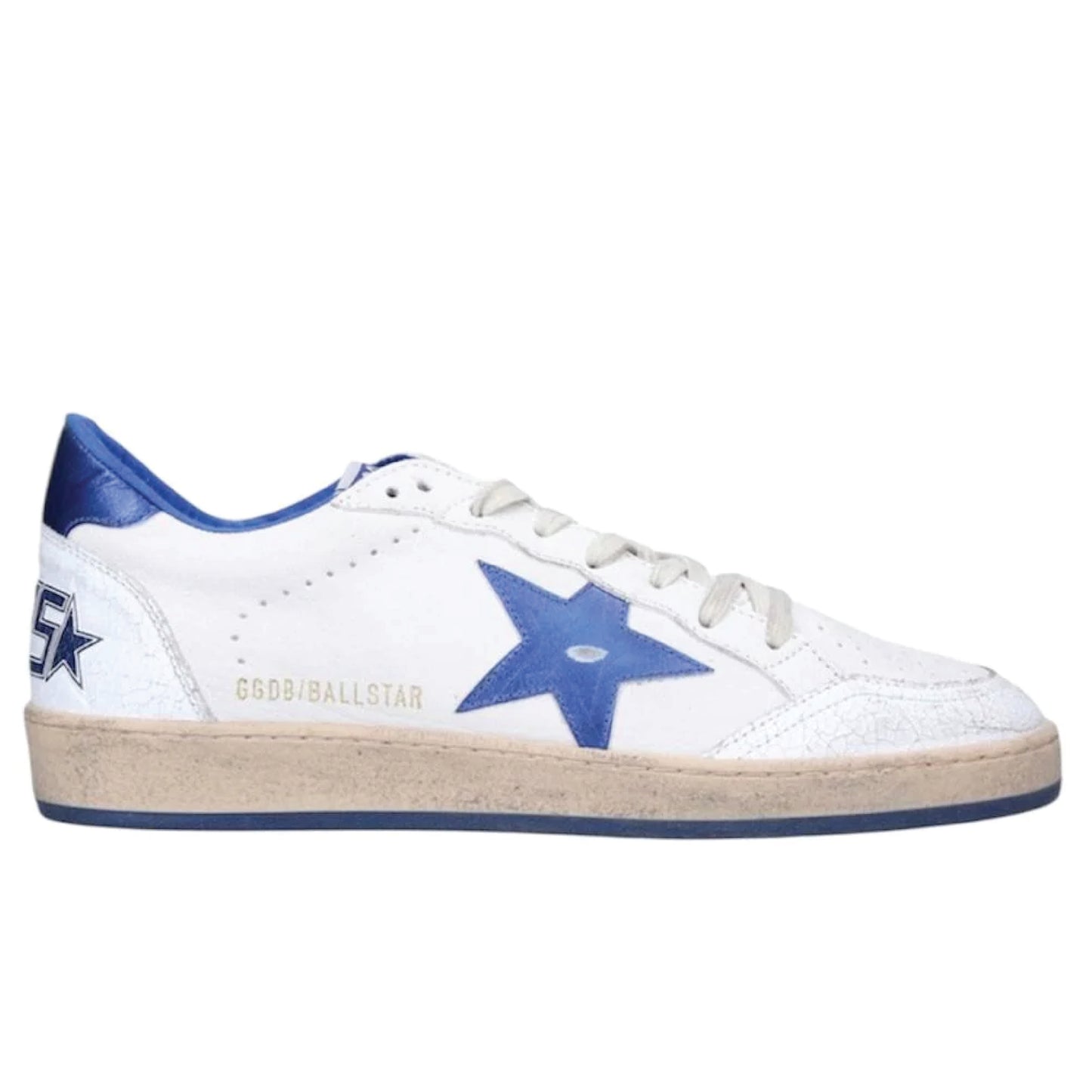 Golden Goose Men's Ball Star in white nappa with blue star