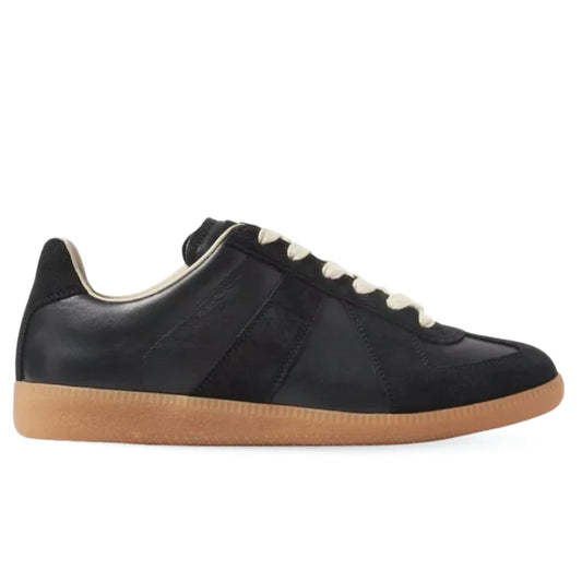 Maison Margiela Two-Tone Leather & Suede Sneakers – Black Low-Tops