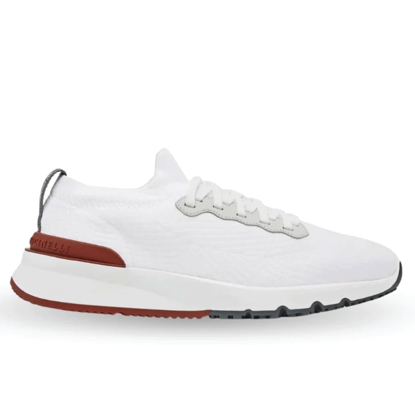 Brunello Cucinelli Knitted Low-Top Sneakers – White Knit with Contrasting Trim