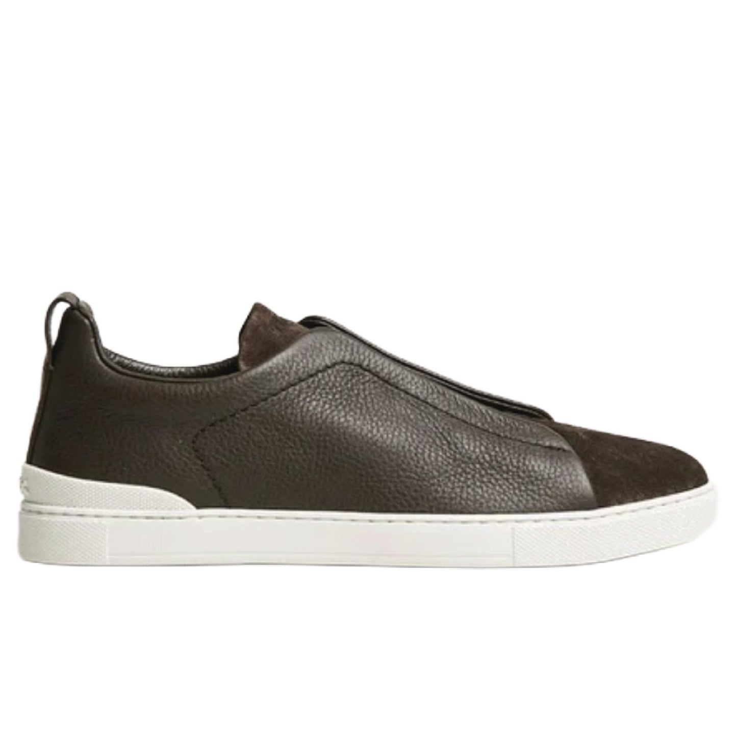 Premium Zegna Triple Stitch Leather And Suede Brown