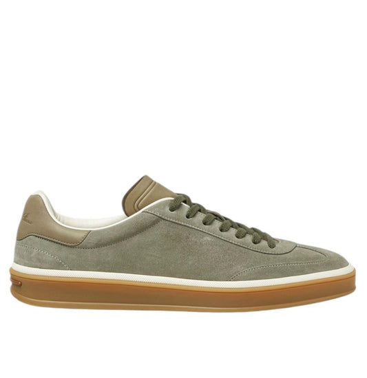 Loro Piana Tennis Walk Sneaker Suede Calf Split Army Gray
