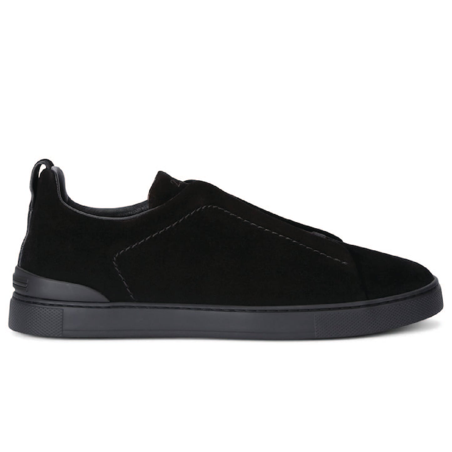 Premium luxury Zegna triple stitch black suede
